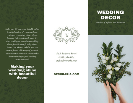 Wedding Decor Offer with Bouquet of Tender Flowers Brochure 8.5x11in Design Template