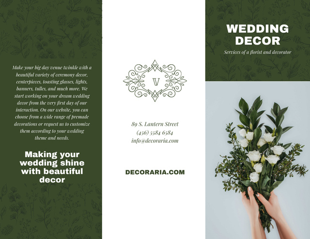 Template di design Wedding Decor Offer with Bouquet of Tender Flowers Brochure 8.5x11in