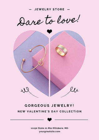 Valentine's Day Jewelry Collection Ad Poster Design Template