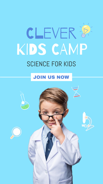 Kids Science Camp Ad Instagram Video Story Modelo de Design