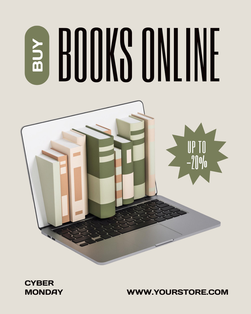 Ontwerpsjabloon van Instagram Post Vertical van Online Books Sale Announcement