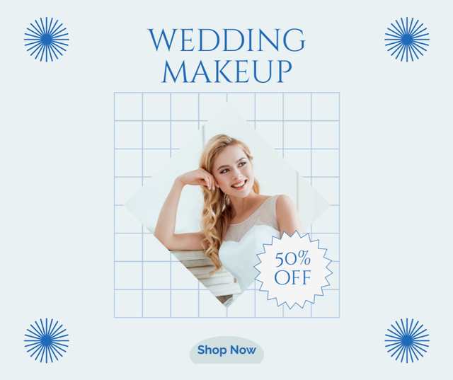 Ontwerpsjabloon van Facebook van Beauty Salon Offer with Young Bride with Natural Makeup