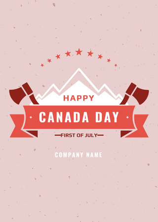 Canada Day Celebration With Mountains In Pink Postcard A6 Vertical Design Template