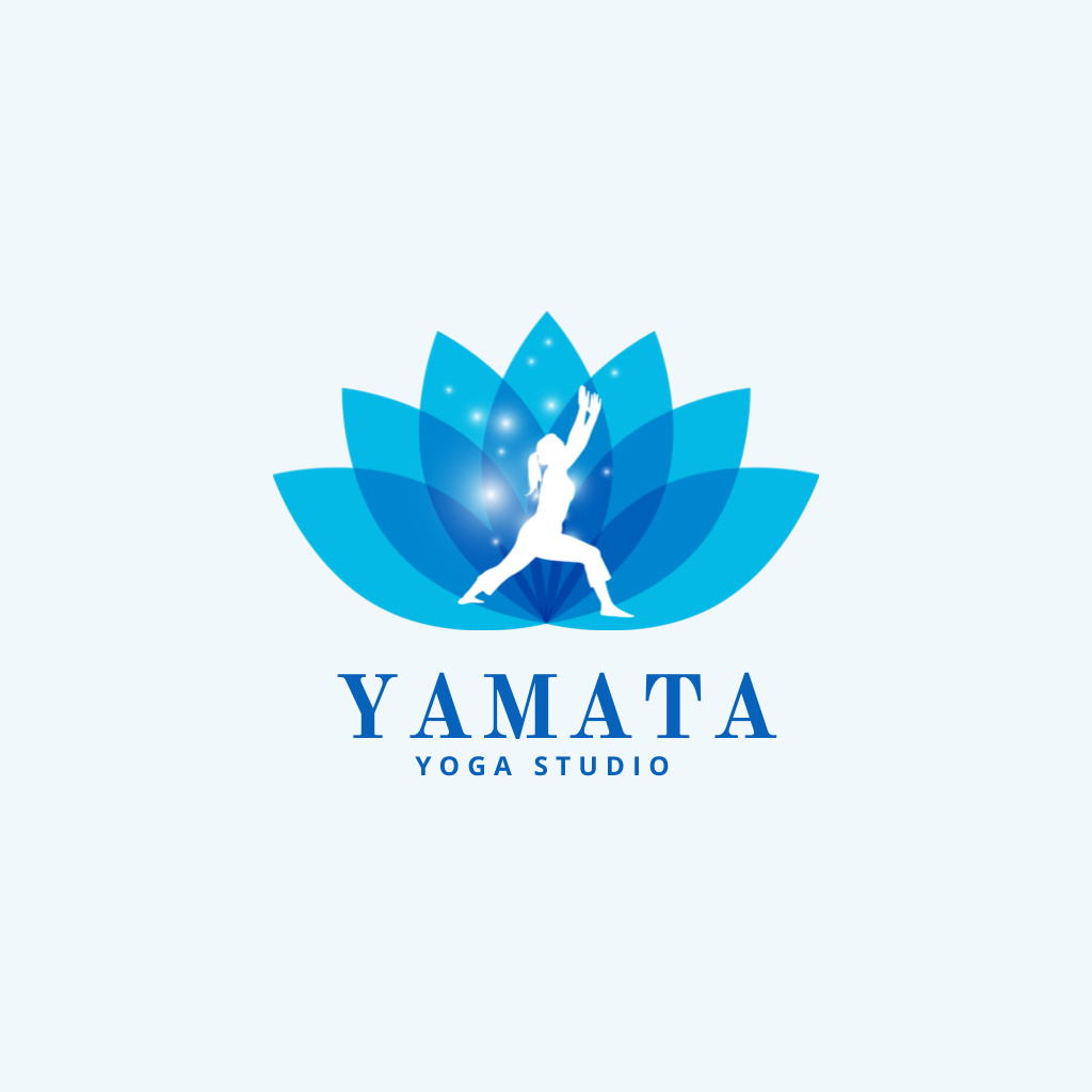 Yoga Studio Emblem with Lotus Logo Πρότυπο σχεδίασης