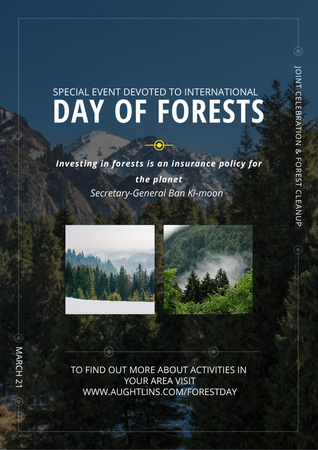 International Day of Forests Event Forest Road View Flyer A4 Design Template