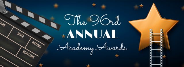 Modèle de visuel Annual Academy Awards Announcement with Star and Clapper - Facebook cover