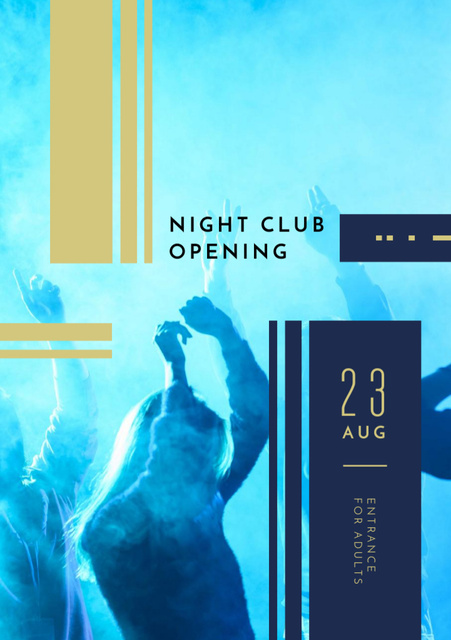 Night Party Invitation Crowd in the Club Flyer A5 Design Template