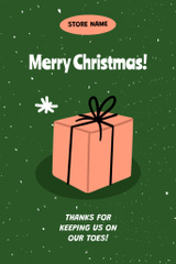 Lovely Christmas Holiday Greetings with Gift In Green