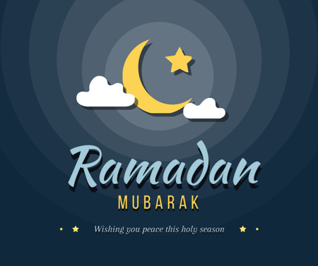 Ramadan Month Greeting with Moon and Clouds Facebook Design Template
