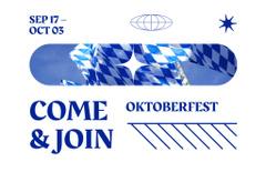 Oktoberfest Celebration Announcement on Blue and White