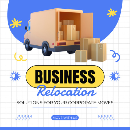 Business Relocation Services Offer with Boxes in Truck Instagram AD Design Template