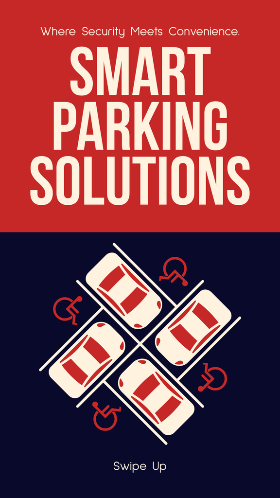 Designvorlage Smart Parking Solution on Blue and Red für Instagram Story