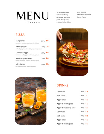 Collage with Food Menu Announcement Menu 8.5x11in Design Template