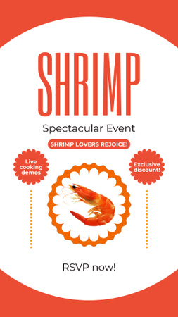 Modèle de visuel Annonce d'événement pour les amateurs de crevettes - Instagram Video Story