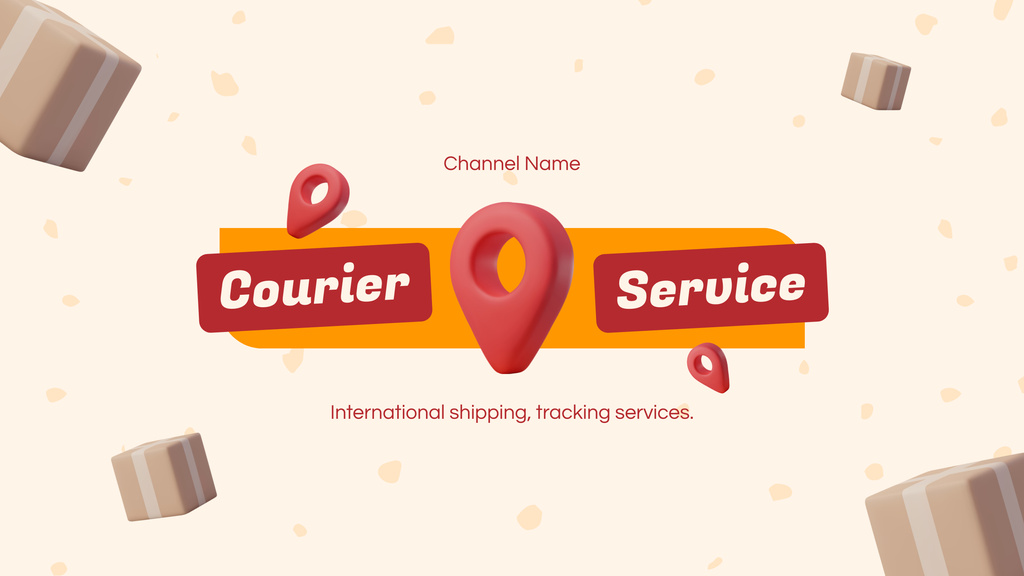 Courier Services Promo with 3d Illustration of Parcels Youtubeデザインテンプレート