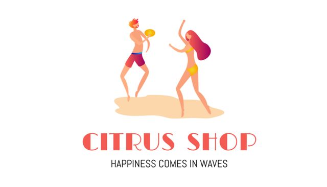 Platilla de diseño Advertisement for Shop With People on Beach Business Card US