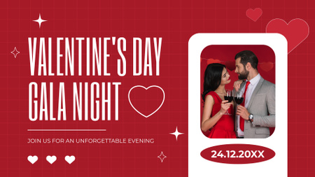 Template di design Eccellente serata di gala di San Valentino con vino FB event cover