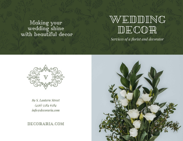 Festive Wedding Decor Offer with Tender Flowers Brochure 8.5x11in Bi-fold Design Template