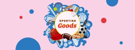 Plantilla de diseño de Sporting Goods Offer with Sports Equipment Facebook cover 