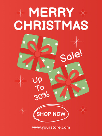 Christmas Presents Sale on Red Poster US Design Template
