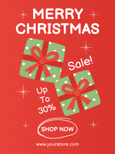 Christmas Presents Sale on Red Poster US Design Template
