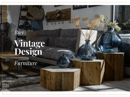 Ontwerpsjabloon van Presentation van vintage design meubels met stijlvolle kamer