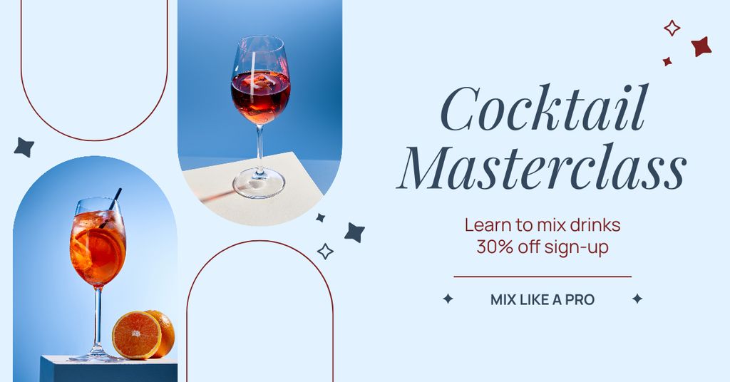 Template di design Training Master Class on Cocktail Crafting Facebook AD