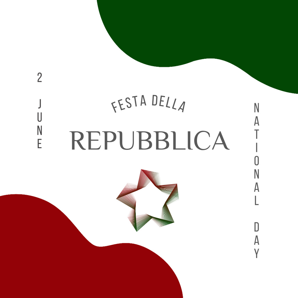 Italian National Day Announcement in Colors of Flag Instagram Modelo de Design