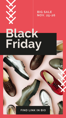 Black Friday Sale Stylish male shoes Instagram Story Design Template