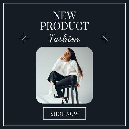 New Fashion Product with Model on Chair Instagram Modelo de Design