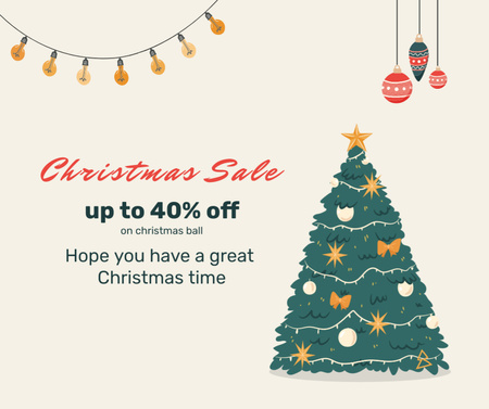 Template di design Annuncio di vendita di Natale con albero di vacanza Facebook