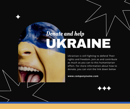 Ontwerpsjabloon van Facebook van Oproep om te doneren en Oekraïne te helpen