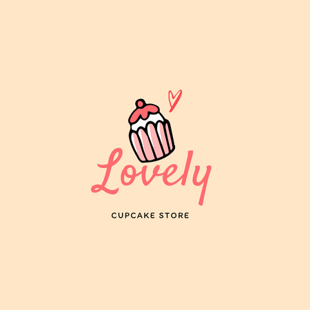 Lovely Cupcake Store Emblem Logo 1080x1080pxデザインテンプレート