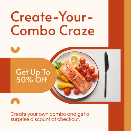 Discount Offer with Tasty Salmon with Tomatoes Instagram AD Design Template