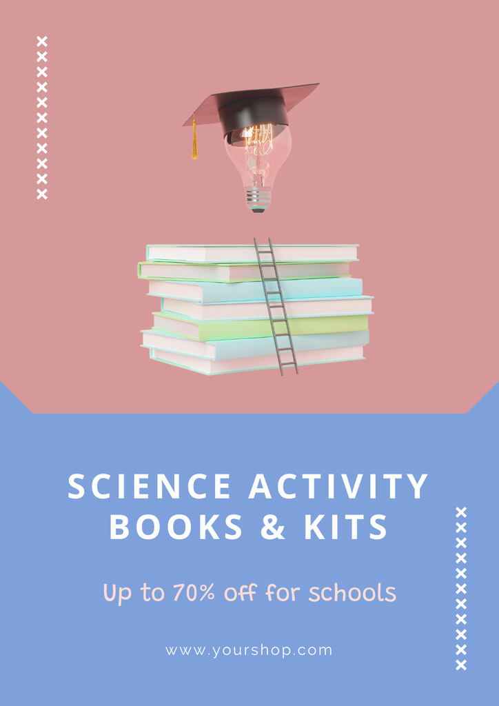 Back to School Offer of Science Books and Kits Poster Tasarım Şablonu