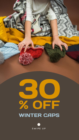 Discount Offer on Winter Caps Instagram Story Design Template
