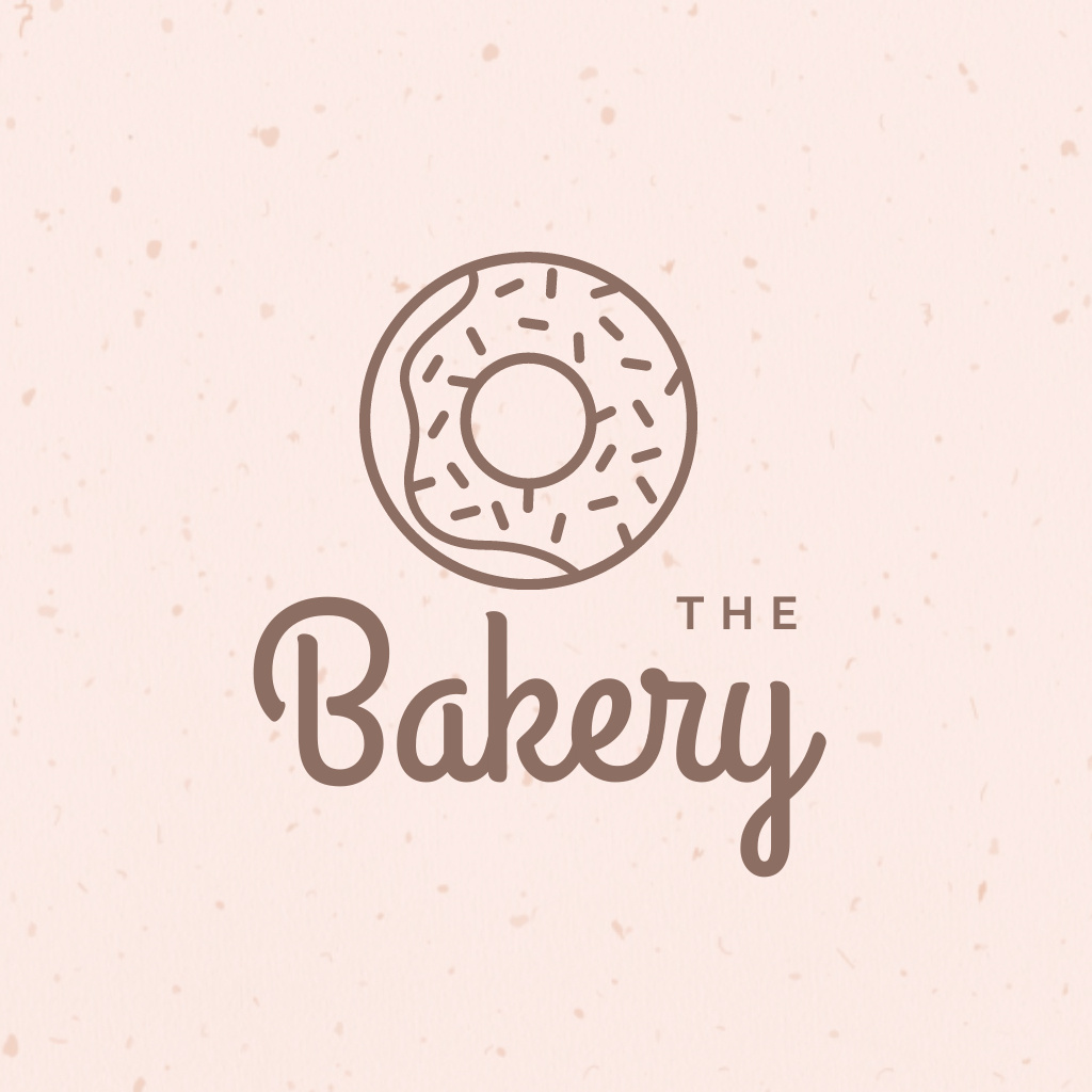 Bakery Shop Emblem with Donut on Beige Logo tervezősablon