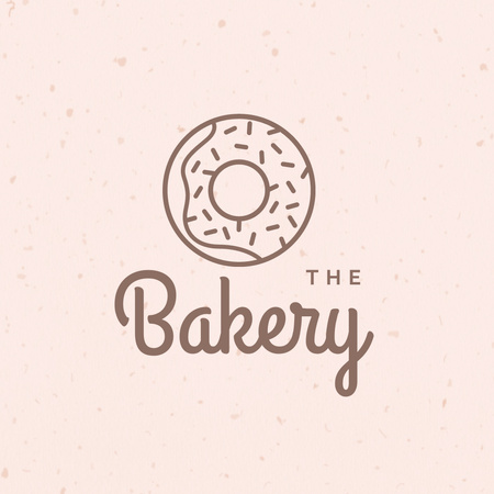 Bakery Shop Emblem with Donut on Beige Logo Design Template