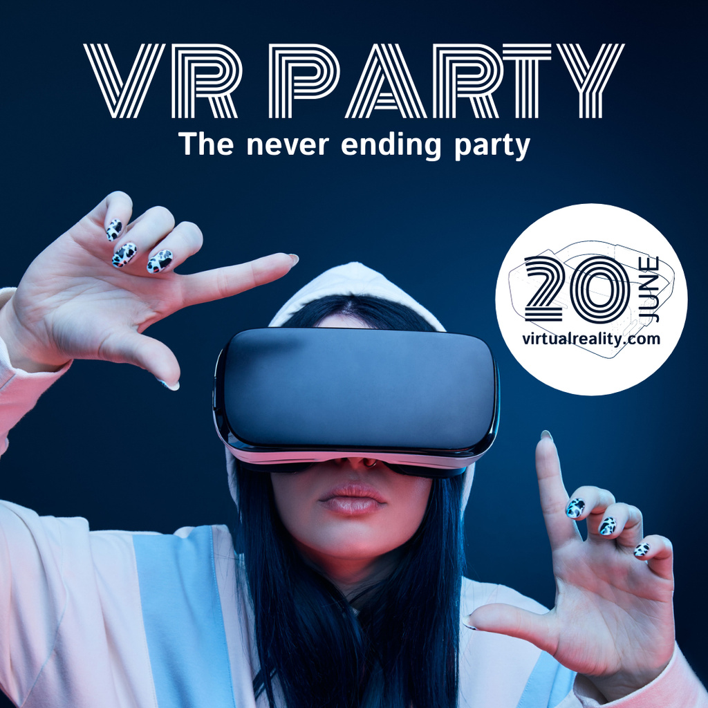 Ontwerpsjabloon van Instagram van Virtual Party Invitations