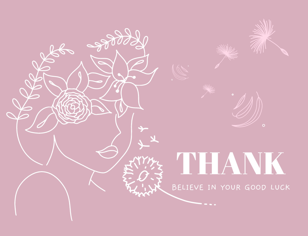 Thank You and Best Wishes on Pink Thank You Card 5.5x4in Horizontal Design Template