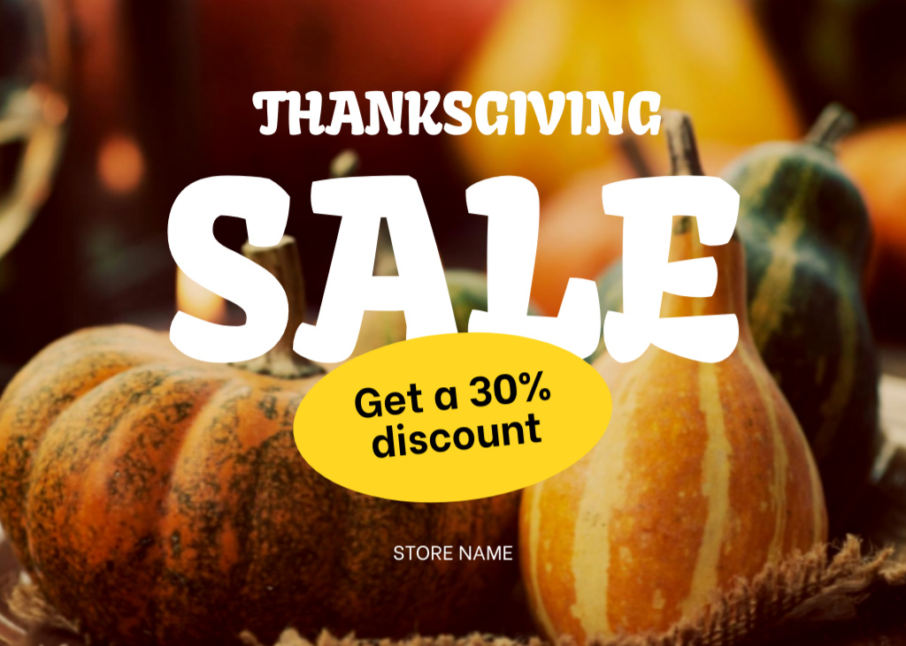 Autumnal Pumpkins Sale Offer On Thanksgiving Flyer 5x7in Horizontal Design Template