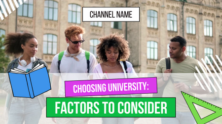 Ontwerpsjabloon van YouTube intro van Educatieve vlog met tips over universiteitskeuze