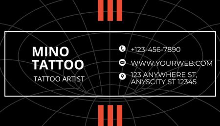 Plantilla de diseño de Servicios de estudio de tatuadores con contactos Business Card US 
