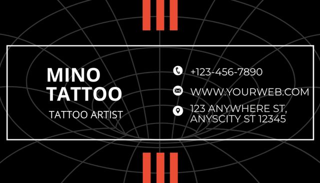 Tattoo Artist's Studio Promo Business Card US Tasarım Şablonu