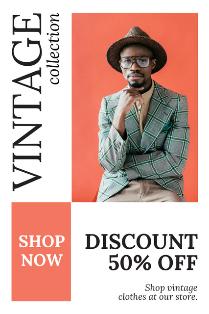 Black man for vintage collection Pinterestデザインテンプレート