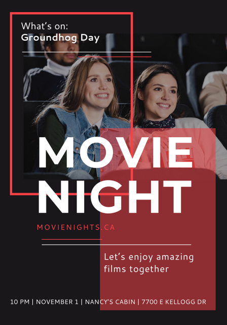 Movie Night Event Announcement Poster 28x40in Tasarım Şablonu