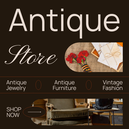 Antique Fashion And Furniture Items Offer Instagram AD Design Template