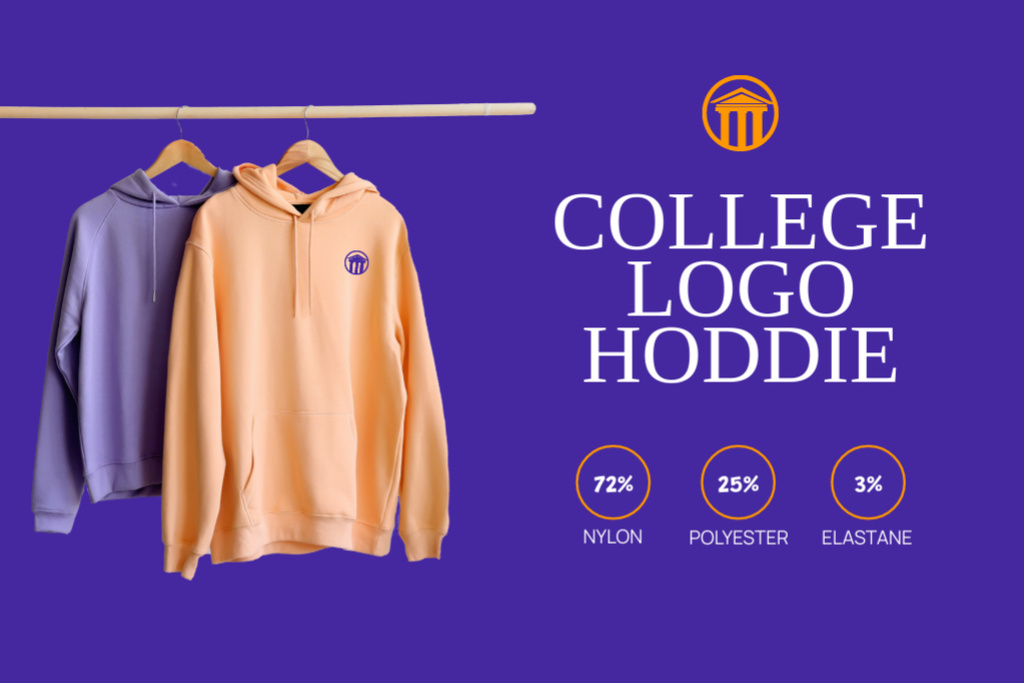 Plantilla de diseño de College Apparel and Merchandise Offer with Sweatshirts Label 