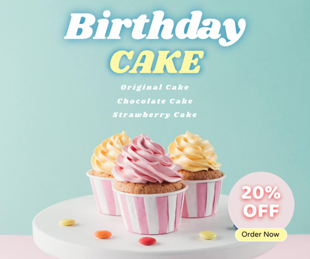 Birthday Cake Discount Offer Facebook Design Template