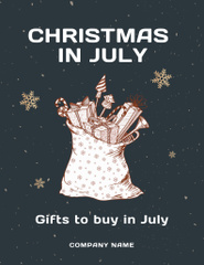 Sale of Christmas Gifts in July with Bag of Gifts